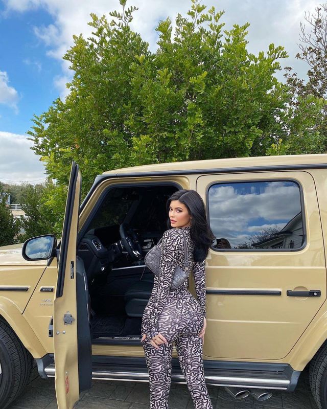 By Far Rachel Croc Ef­fect Leather Shoul­der Bag worn by Kylie Jenner Instagram January 16, 2020