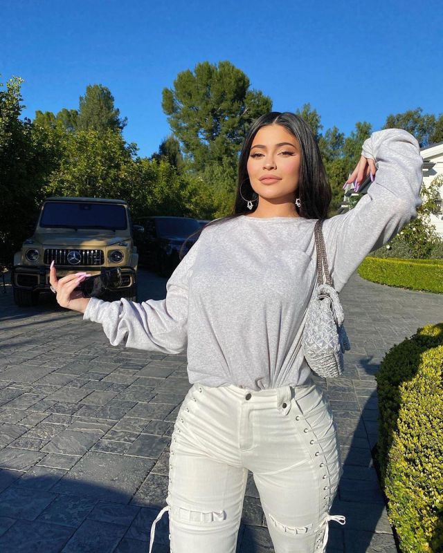 Everlane Heather Grey Long-Sleeve Tee of Kylie Jenner on the Instagram account @kyliejenner January 16, 2020