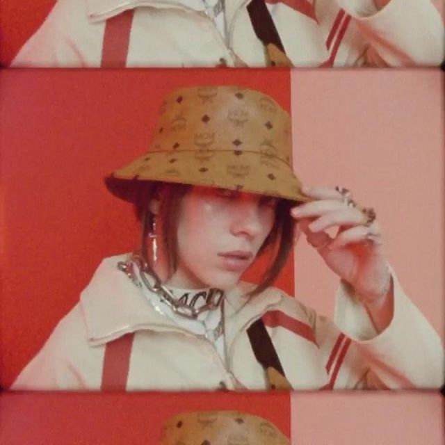 Mcm bucket hat worn by Billie Eilish on the Instagram account @billieeilish