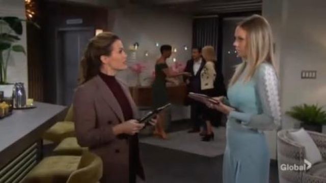 Veronica Beard Dou­ble Breast­ed Plaid Blaz­er worn by Chelsea Lawson Newman (Melissa Claire Egan) as seen on The Young and the Restless January 16, 2020