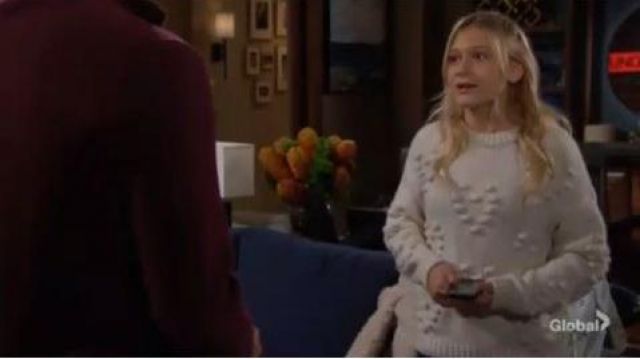 Zara White Knit Sweater worn by Faith Newman (Natalie Alyn Lind) as seen on The Young and the Restless January 16, 2020