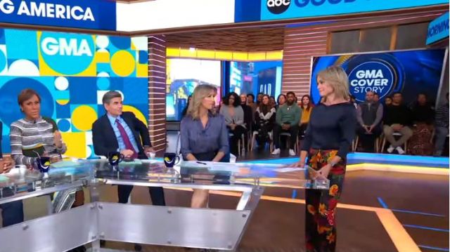 Flo­ral Pant worn by Amy Robach on Good Morning America January 21, 2020