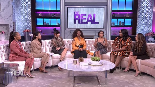 Dion Lee Black Flo­ral Lace Dress worn by Bresha Webb on The Real (2013) January 20, 2020