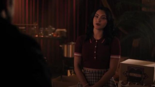 Burgundy Ribbed Polo Sweater worn by Veronica Lodge (Camila Mendes) in Riverdale Season 4 Episode 10