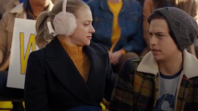 Marine en Laine Double Boutonnage Manteau porté par Betty Cooper (Lili Reinhart) à Riverdale Saison 4 Épisode 10