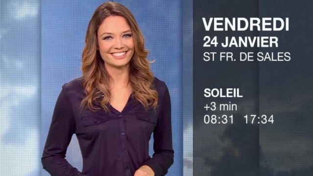 The shirt classic v-neck with pockets in flax mixed Gennifer Demey in Weather of M6 the 23.01.2020