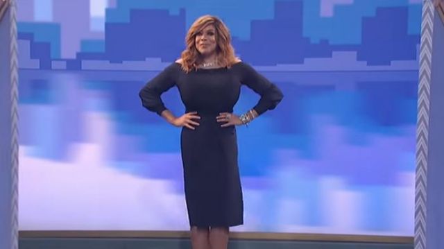 The fold london Toulouse Dress Navy Vis­cose worn by Wendy Williams on The Wendy Williams Show January 23, 2020