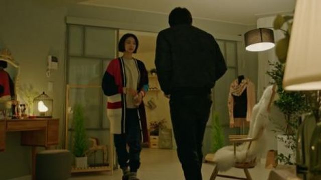 Oversized Patchwork Wool Cardigan worn by Go Joon-hee in Possessed Season  1 Episode 2