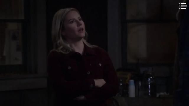 Bur­gundy Cor­duroy Borg Jack­et worn by Abby (Elisha Cuthbert) in The Ranch Season 4 Episode 7