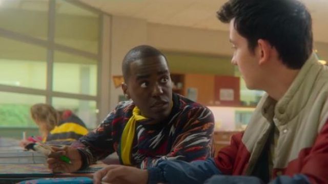 Black Tiger Embroidered Sweater worn by Eric Effiong (Ncuti Gatwa) in Sex Education Season 2 Episode 3