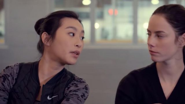 Black Nike little puff jacket worn by Leah (Kaitlyn Wong) in Spinning Out (Season 1)