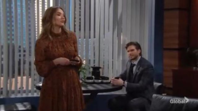 Nicholas Leop­ard Print Belt­ed Dress worn by Summer Newman (Hunter King) as seen on The Young and the Restless January 28, 2020