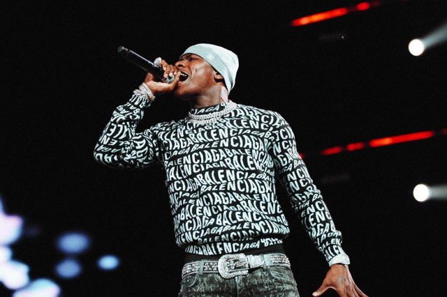 Louis vuitton Grey Pe­tit Dami­er Beanie of DaBaby on the Instagram account @dababy