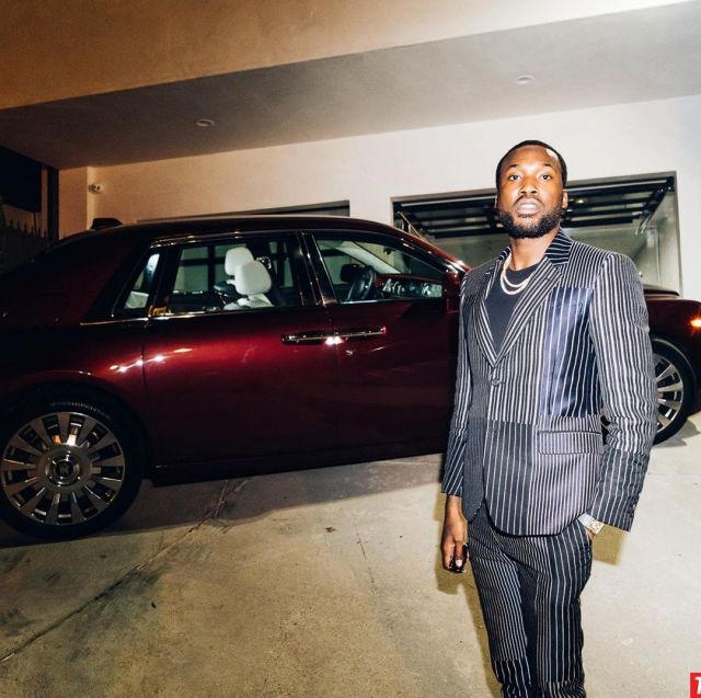 Alexander McQueen Black patchwork striped blazer of Meek Mill on the Instagram account @meekmill