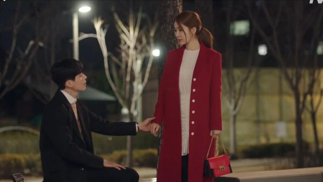 Bag in Grained Leather and Suede worn by Jin Shim (Yoon Seo) in Touch Your Heart Episode 9