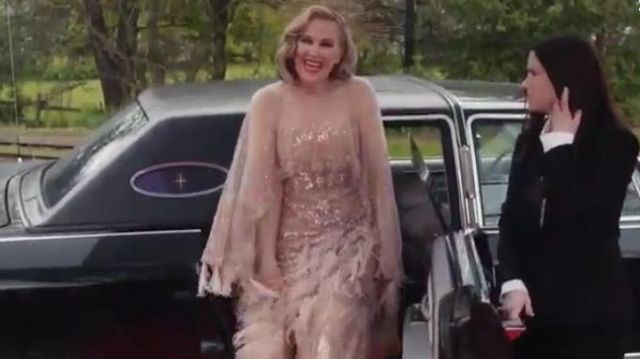 Pamella Roland Double Cape Tulle Gown worn by Moira Rose (Catherine O'Hara) in Schitt's Creek Season 6 Episode 5