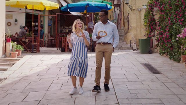 New Balance black sneakers worn by Chidi Anagonye (William Jackson Harper) as seen in The Good Place (S04E13)