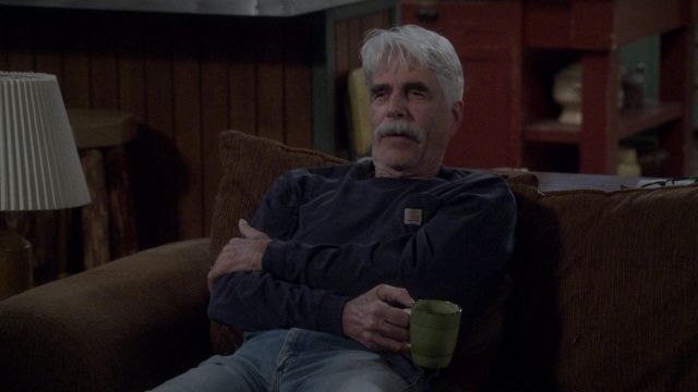 Carhartt Long-Sleeve dark blue t-shirt worn by Beau Bennett (Sam Elliott) as seen in The Ranch (S04E13)