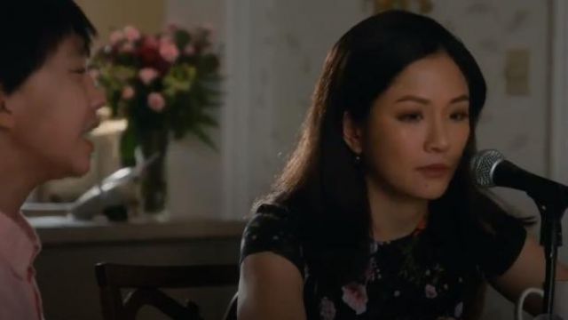 Ted Baker Black Jinene Hedgerow Floral Print T-Shirt worn by Jessica Huang (Constance Wu) in Fresh Off the Boat Season 6 Episode 13