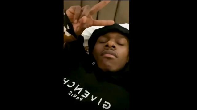 Givenchy black faded logo hoodie of DaBaby in the music video Dababy - Shut Up (Official Music Video)