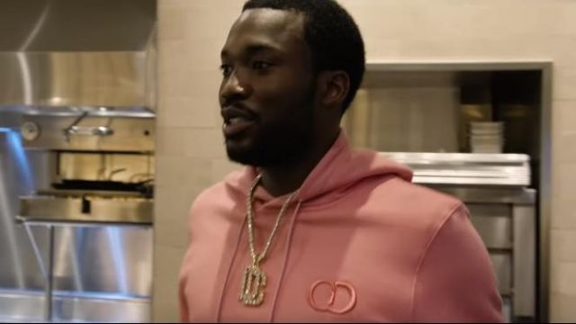 Dior 'CD Icon' Embroidered Pink Hoodie of Meek Mill in the music