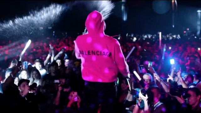 Balenciaga Pink logo printed hoodie of DaBaby in the music video