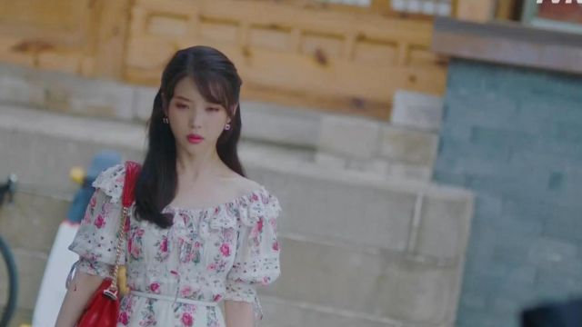 Red Leather Shoulder Bag worn by Jang Man Wol (IU) in Hotel Del Luna Episode 11