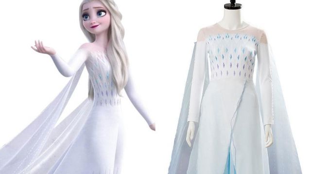 The white dress worn by Elsa (Idina Menzel) in the animated film Frozen 2