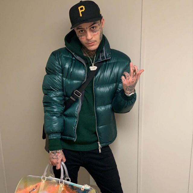 Armani Green Puffer Jack­et of Lil Skies on the Instagram account @lilskies