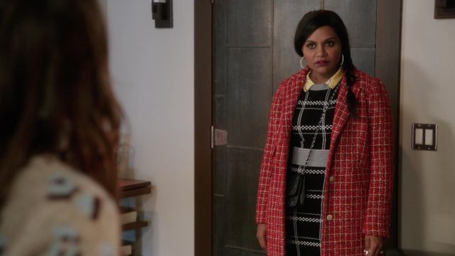 Dress in gray tile and black Mindy in The Mindy Project