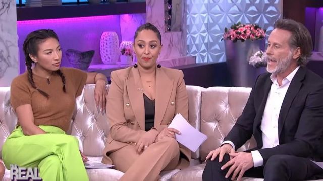 Zara Brown Double Breasted Blazer worn by Tia Mowry on The Real February 9, 2020