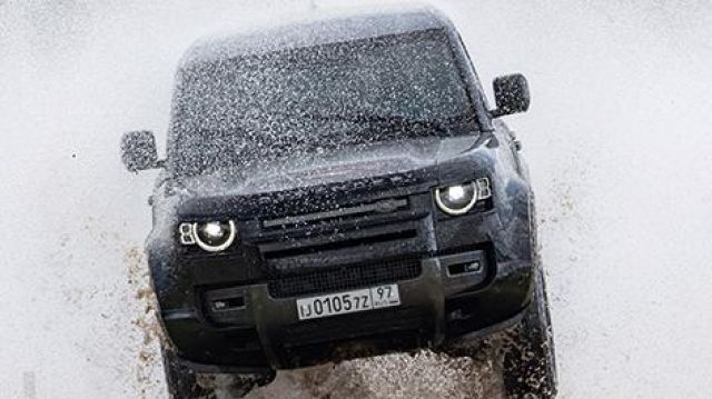 Land Rover New Defender 110 driven by Ash (Billy Magnussen) in Norway as seen in No Time to Die