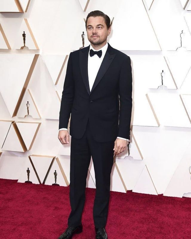 Christian Louboutin Chaussures en Cuir Noir porté par Leonardo Dicaprio Academy Awards, le 9 février 2020