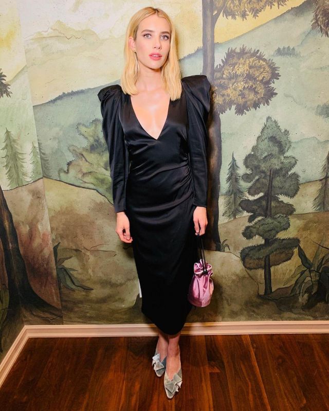 Manning Cartell Style Code V Neck Dress worn by Emma Roberts Gucci Celebrates the Opening of Gucci Osteria February 8, 2020