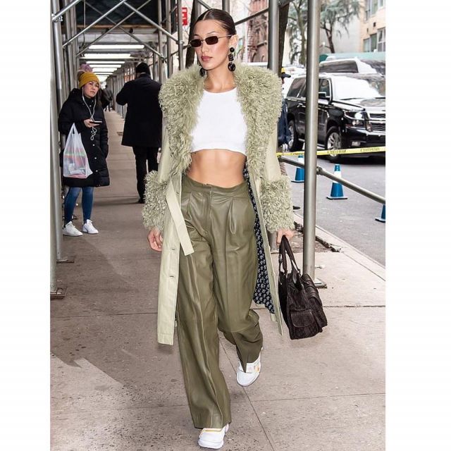Christian Dior Pre Owned Street Chic Tote worn by Bella Hadid Arriving at the Marc Jacobs Show February 12, 2020