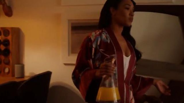 Burgundy Robe worn by Iris West (Candice Patton) in The Flash Season 6 Episode 11
