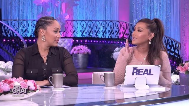 Majorelle Blush Body­suit Top worn by Adrienne Bailon on The Real  February 12, 2020