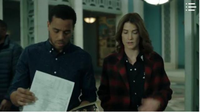 Red and Black Checked Coat of Dex Parios (Cobie Smulders) in Stumptown (S01E14)