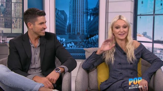 Jonathan Simkhai Plaid One Shoulder Blazer worn by Zanna Roberts Rassi on E! News February 13, 2020