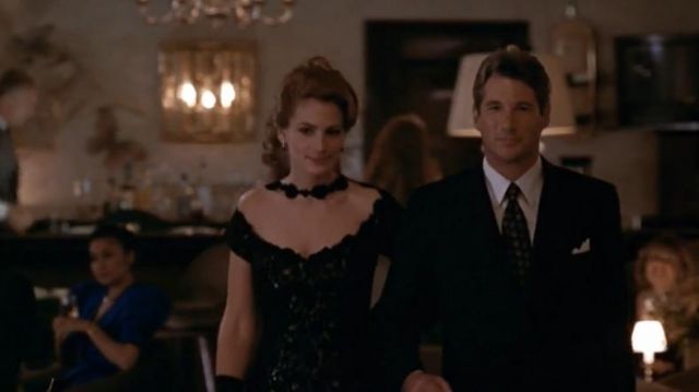 Julia Roberts Black Lace Cocktail Dress In Movie Pretty Women -  TheCelebrityDresses