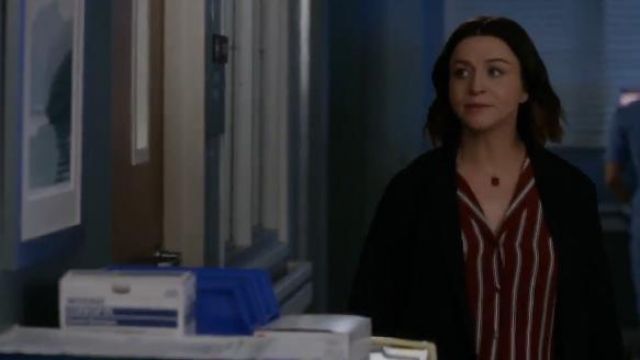 Red Striped Shirt worn by Dr. Amelia Shepherd (Caterina Scorsone) in Grey's Anatomy Season 16 Episode 13