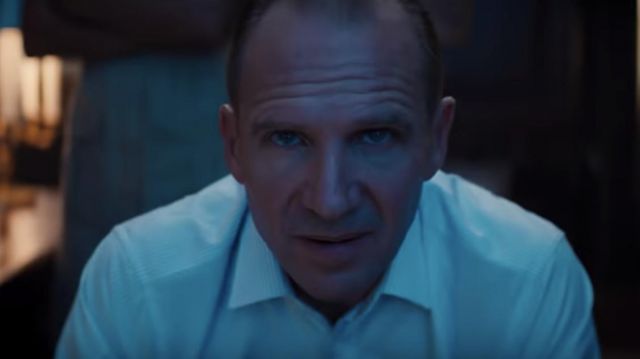 White suit shirt worn by M (Ralph Fiennes) as seen in No Time to Die