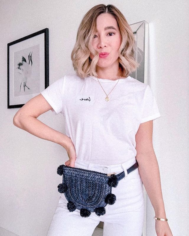 J brand White Pant of Stephanie on the Instagram account @stephaniehlam