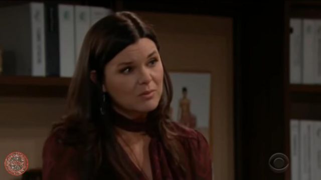 Paige Cleo­belle Silk Blouse worn by Katie Logan (Heather Tom) as seen on The Bold and the Beautiful February 17, 2020