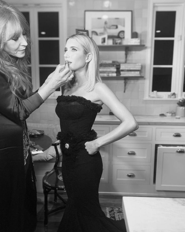 Black Strapless Dress worn by Emma Roberts on the Instagram account @emmaroberts