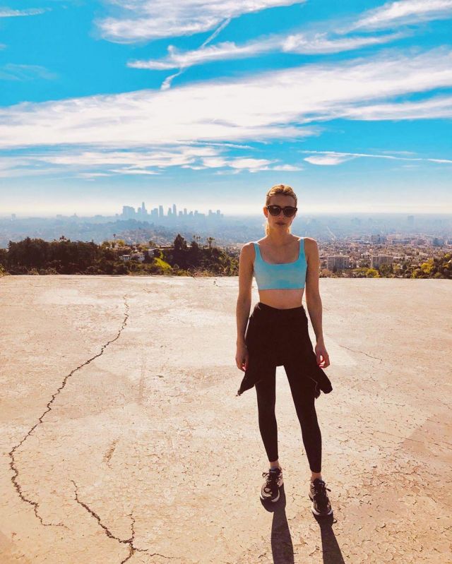 Outdoor Voices Doing Things Bra worn by Emma Roberts on the Instagram account @emmaroberts