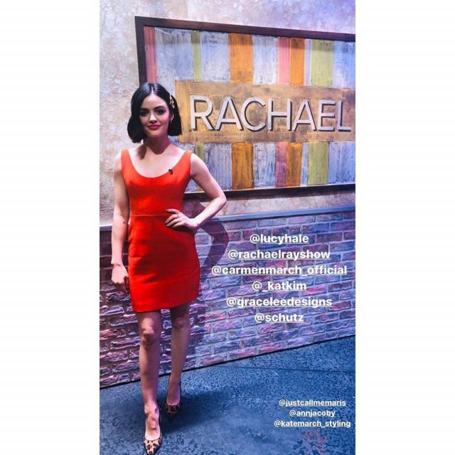Carmen March Scoop Neck Pique Body Con Dress worn by Lucy Hale Rachel Ray Show February 19, 2020