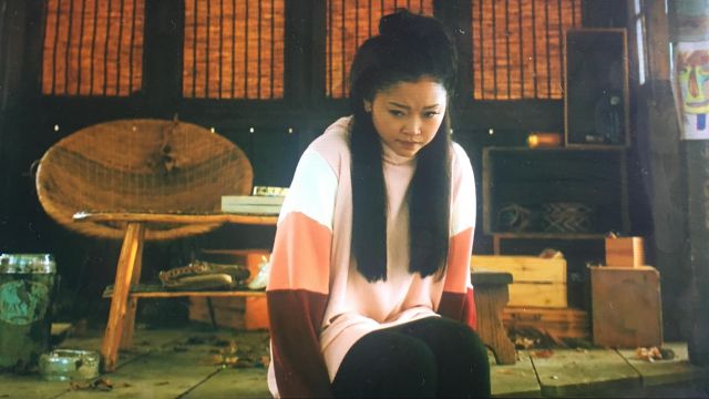 Color Block Pink hoodie worn by Lara Jean (Lana Condor) in To All the Boys: P.S. I Still Love You