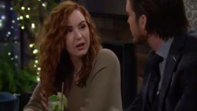 Lulus Mod­e­na Sage Green Dol­man Sleeve Body­con worn by Mariah Copeland (Camryn Grimes) as seen on The Young and the Restless February 25, 2020