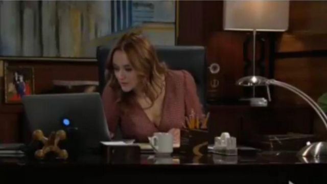 Bailey 44 Geo­met­ric-Print Wrap Top worn by Summer Newman (Hunter King) as seen on The Young and the Restless February 26, 2020